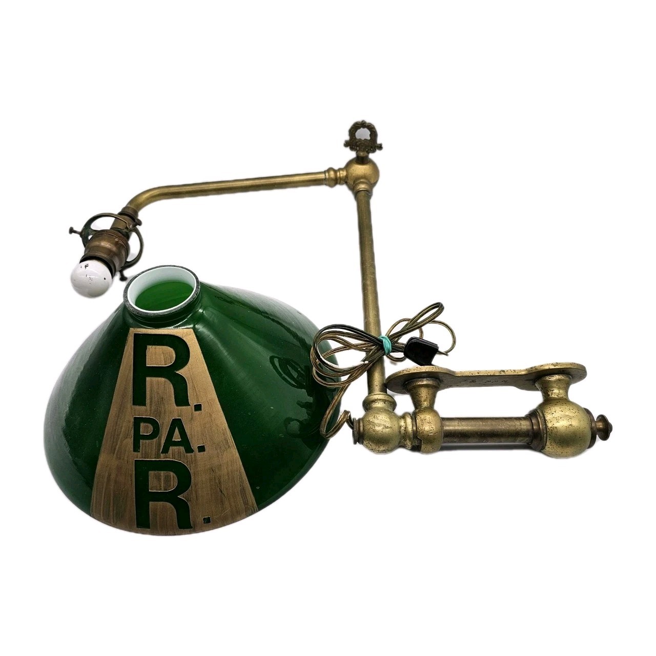 Pennsylvania Railroad Station Lamp Brass Swivel With Cone Shade Pennsylvania Railroad Station Lamp Brass Swivel With Cone Shade