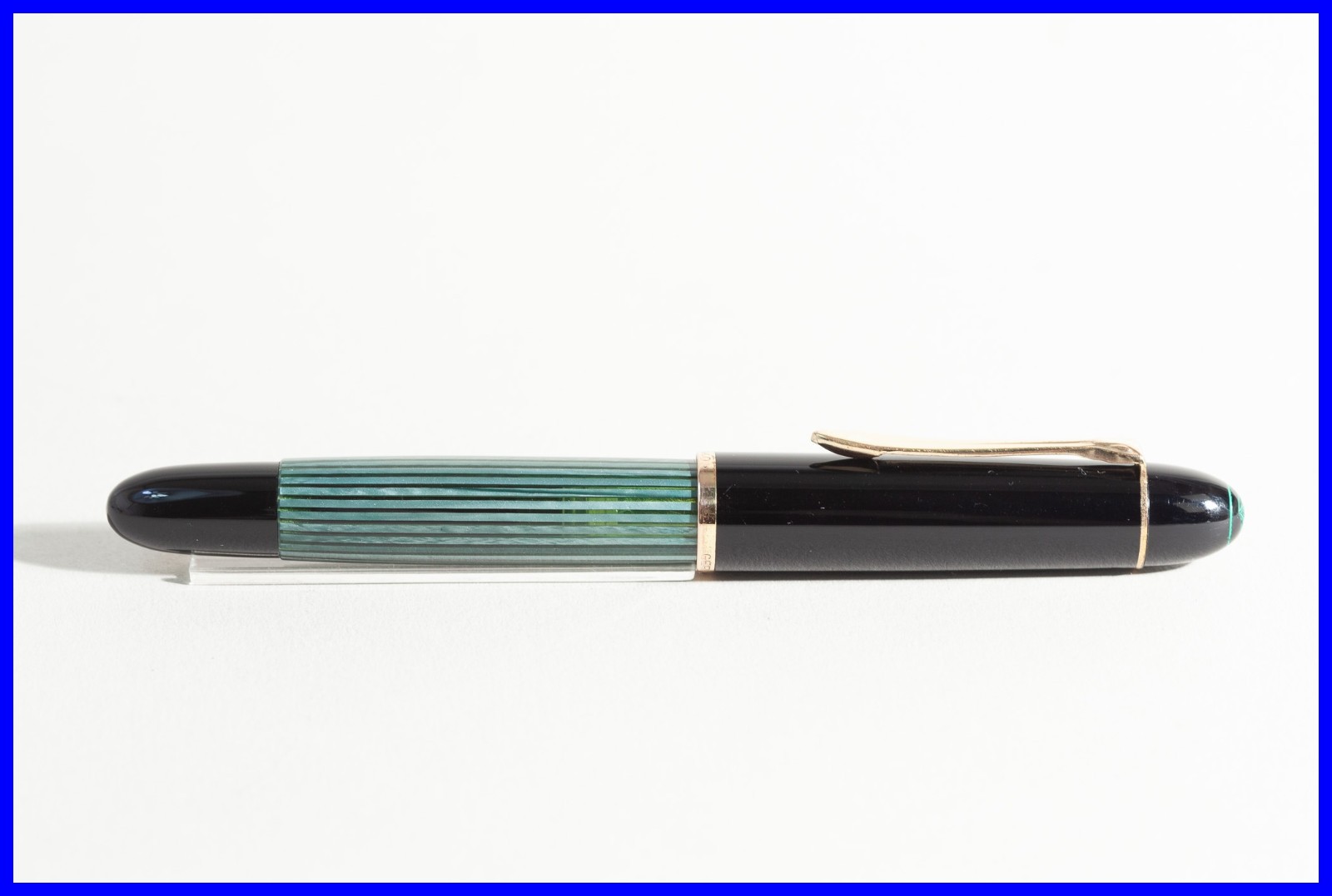 1964s Pelikan 140 Piston Fountain Pen Green Striped & Black w/ KM 14K Gold Nib 1964s Pelikan 140 Piston Fountain Pen Green Striped & Black w/ KM 14K Gold Nib