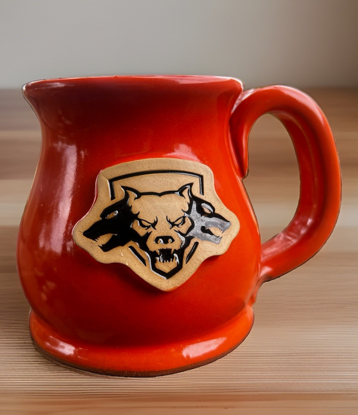 RARE, Tesla CYBERBEAST Sunset Hill Stoneware Pottery Coffee Mug; Blaze Orange RARE, Tesla CYBERBEAST Sunset Hill Stoneware Pottery Coffee Mug; Blaze Orange