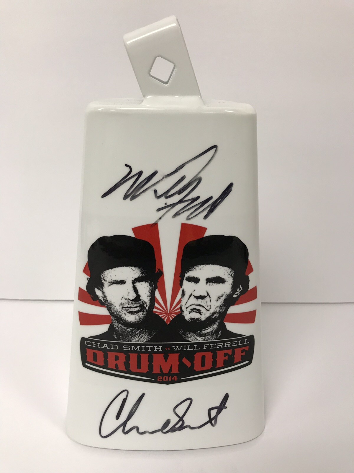 RARE 2014 AUTOGRAPHED WILL FERRELL CHAD SMITH COWBELL RED HOT CHILI PEPPERS SNL