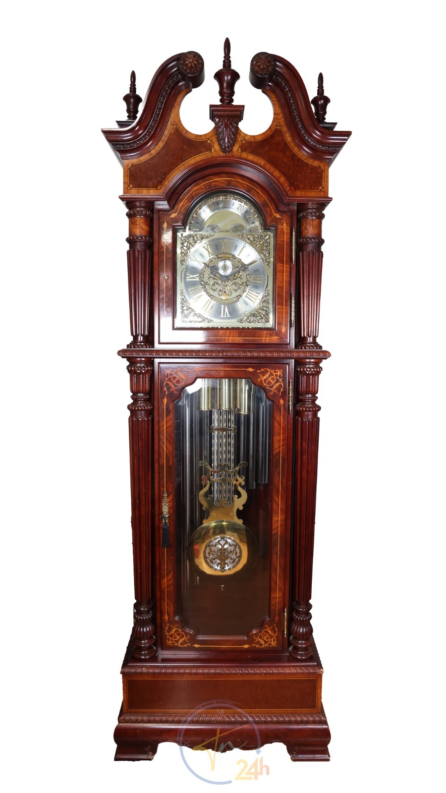 Serviced Howard Miller JH Miller 9 Tubular Grandfather Clock Model 611 - 912