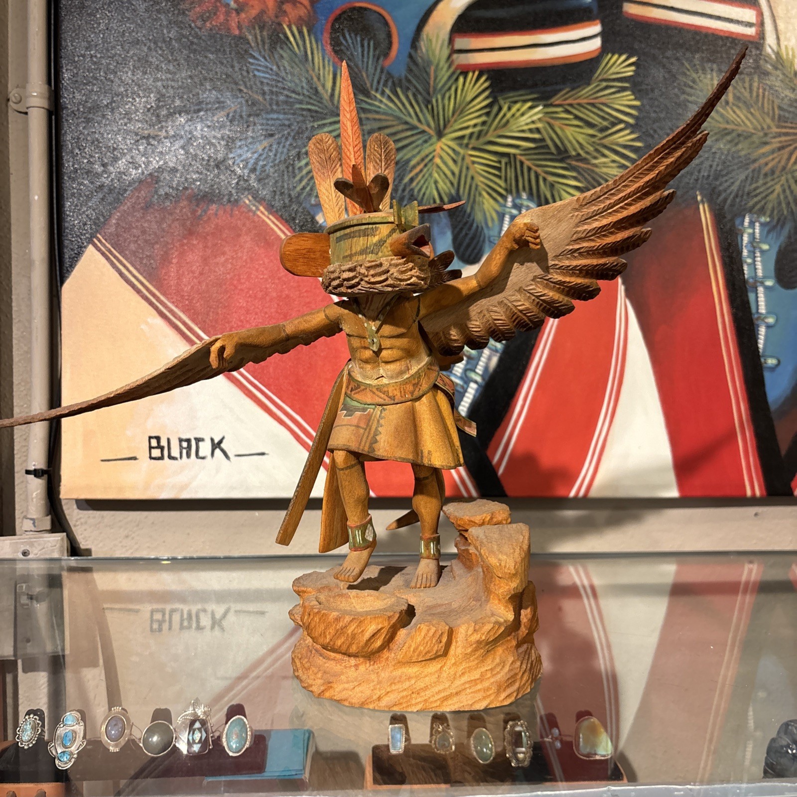 Hopi Kachina Carving Eagle Coolidge Roy Jr Figurine Native v8