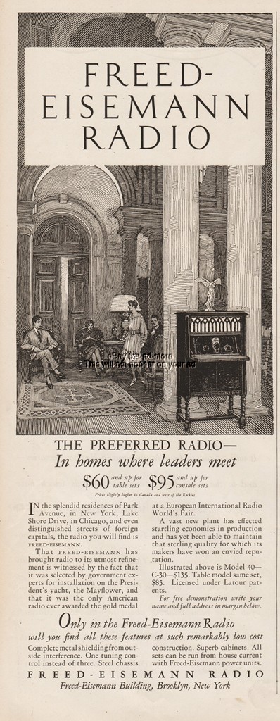 1926 Freed Eisemann Radio Receivers Brooklyn NY Antique 1920s Magazine Ad 1926 Freed Eisemann Radio Receivers Brooklyn NY Antique 1920s Magazine Ad