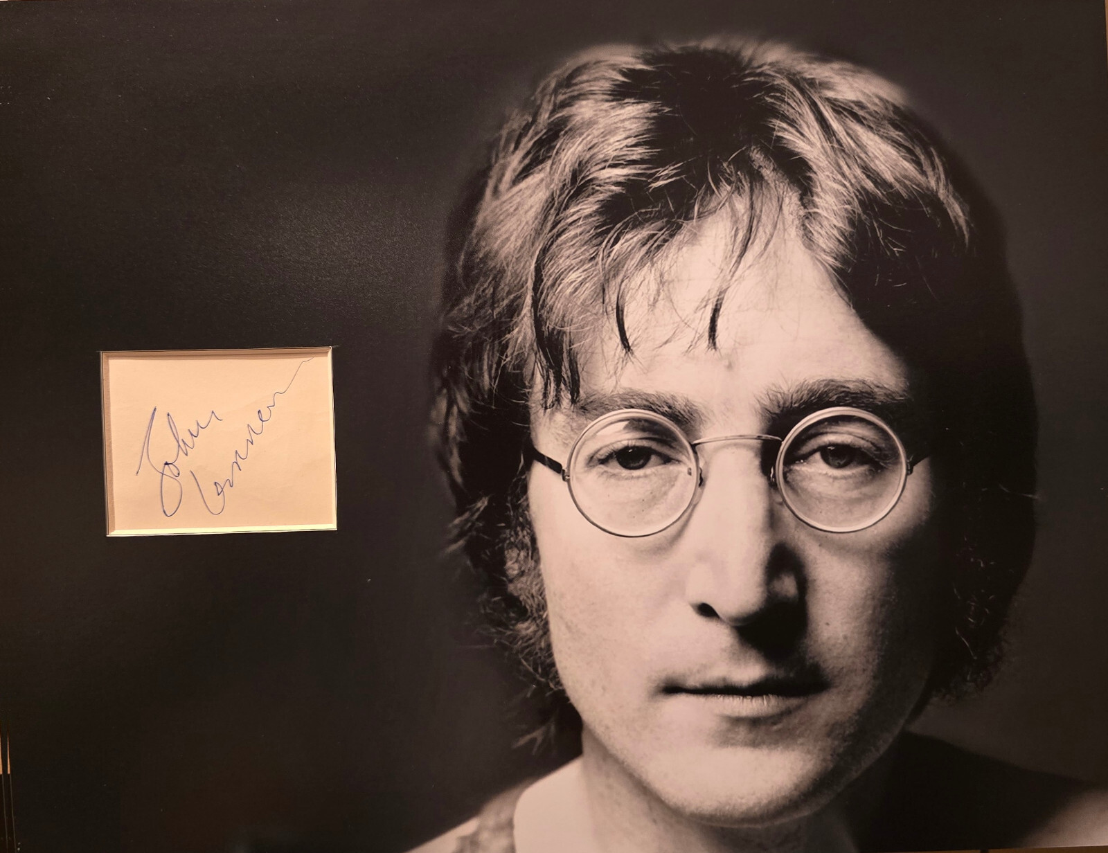 JOHN LENNON Signed 14x11 Photo Display THE BEATLES COA