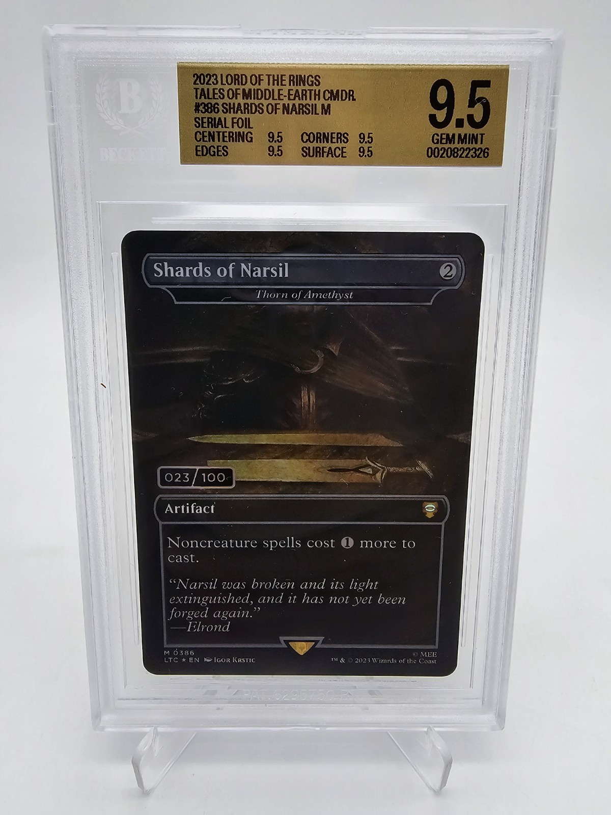 BGS 9.5 MTG Lord of the Rings Shards of Narsil Thorn of Amethyst Serial 023/100 BGS 9.5 MTG Lord of the Rings Shards of Narsil Thorn of Amethyst Serial 023/100