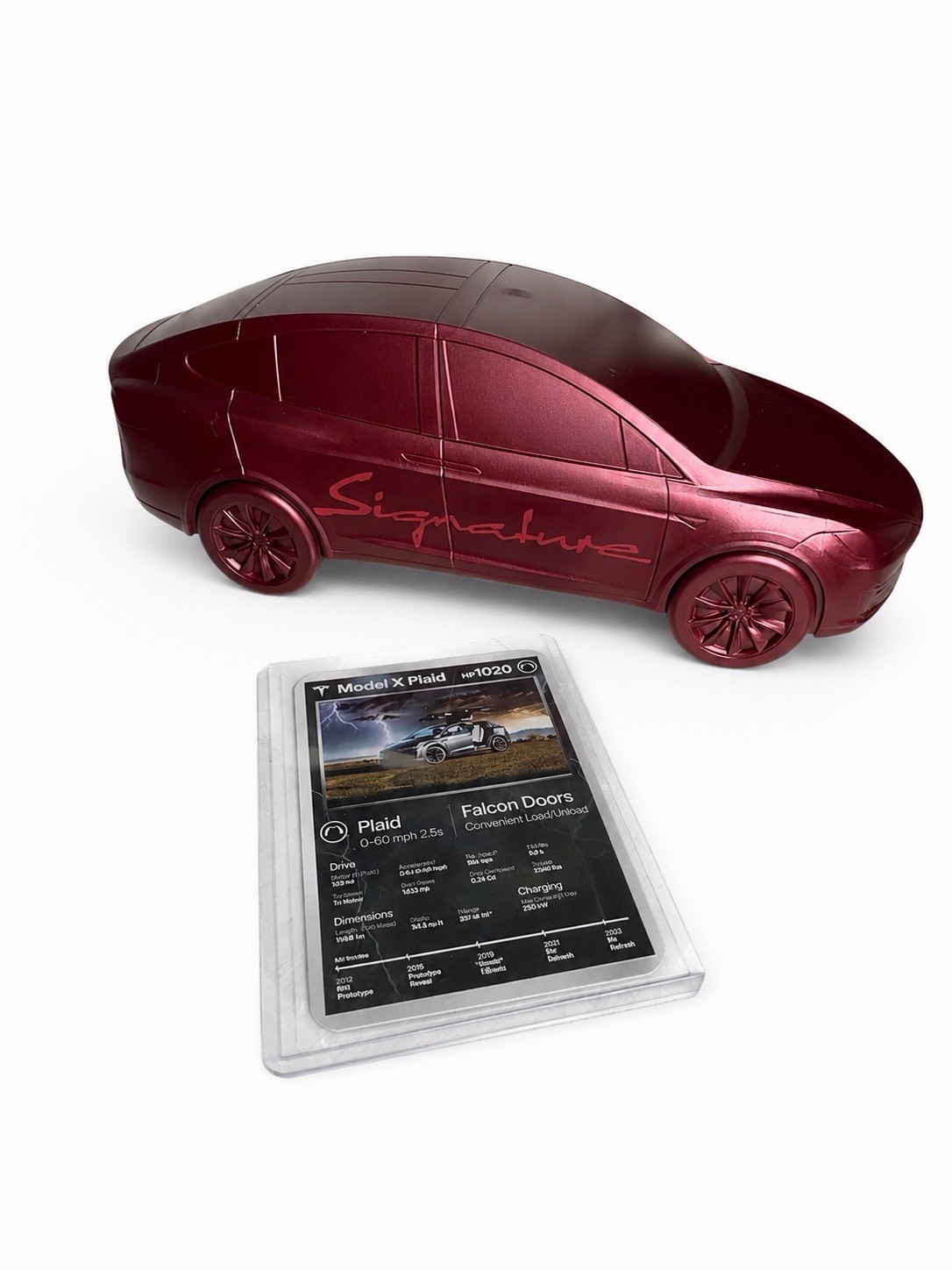 Tesla Sunset Event 1:18 Model X Signature Prototype Plaid Trading Card Exclusive Tesla Sunset Event 1:18 Model X Signature Prototype Plaid Trading Card Exclusive