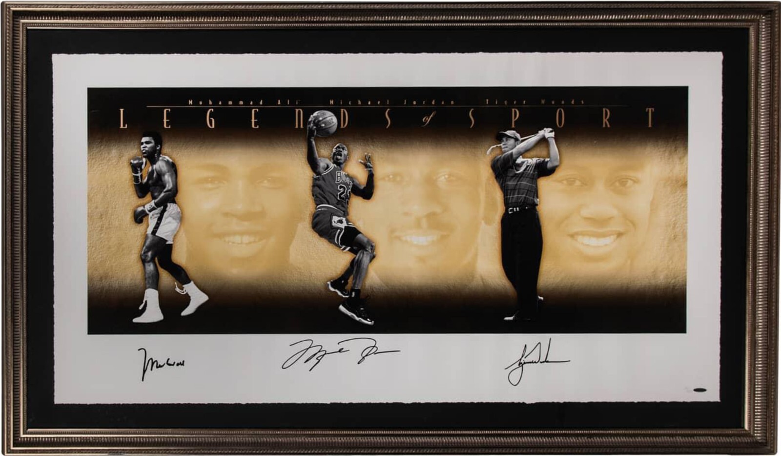 MICHAEL JORDAN, MUHAMMAD ALI, TIGER WOODS SIGNED 131/500 UDA LEGENDS OF SPORTS MICHAEL JORDAN, MUHAMMAD ALI, TIGER WOODS SIGNED 131/500 UDA LEGENDS OF SPORTS