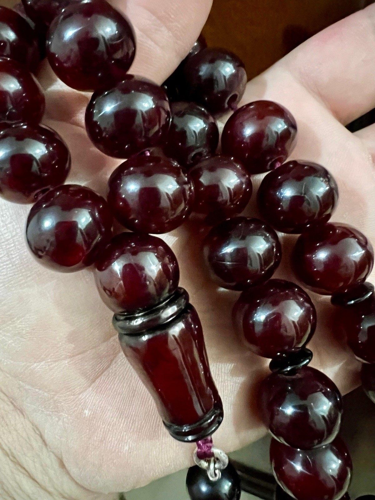 Antique Ottoman Damari Faturan cherry amber bakelite islamic prayer beads 133g Antique Ottoman Damari Faturan cherry amber bakelite islamic prayer beads 133g