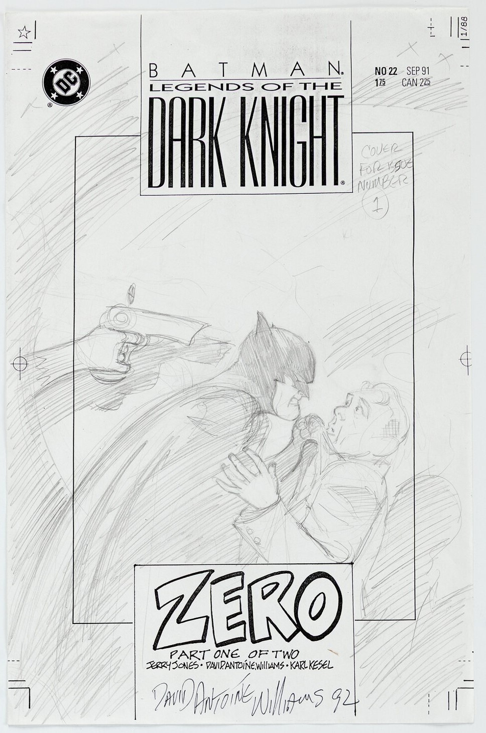 1992 Batman v Mr Freeze Unpublished #1 Variant Cover ORIGINAL ART David Williams 1992 Batman v Mr Freeze Unpublished #1 Variant Cover ORIGINAL ART David Williams