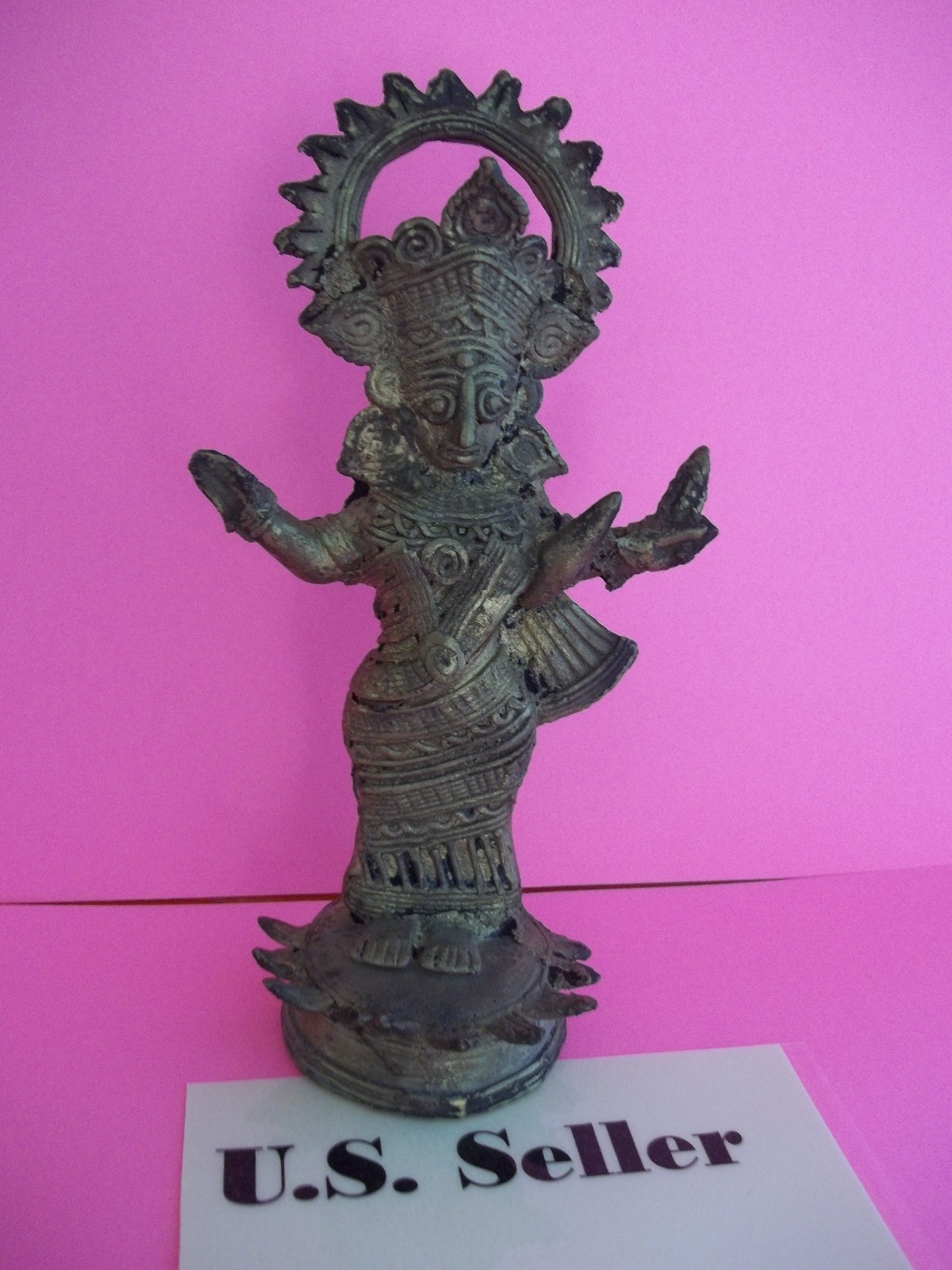 Beautiful and Delicate Antique Statue of Goddess Durga Mata Made of Brass US Beautiful and Delicate Antique Statue of Goddess Durga Mata Made of Brass US
