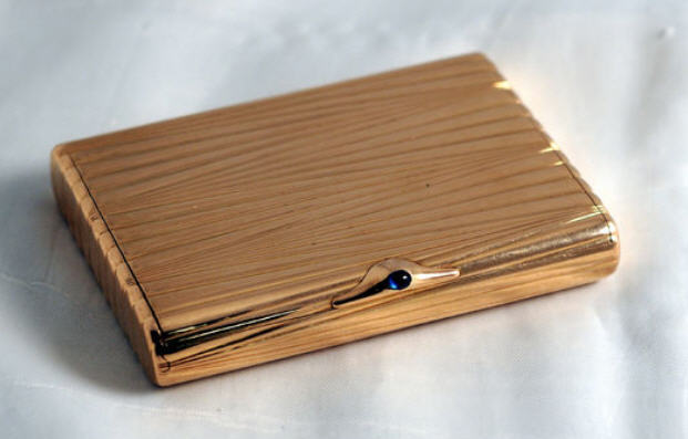 Amazing heavy antique imperial Russian gold (56) cigarette case with cabochon