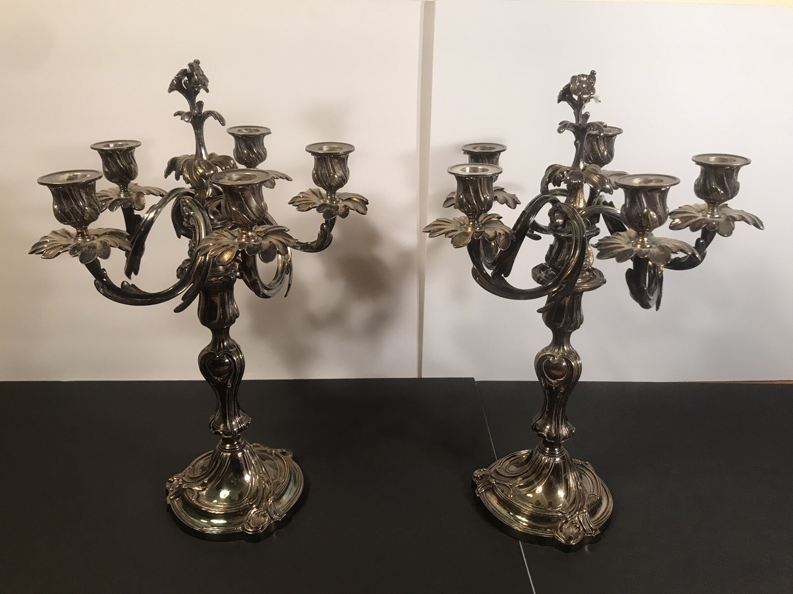Pair Of Antique Christofle Candelabra/candle Holder/France C.1900/Silver Plated