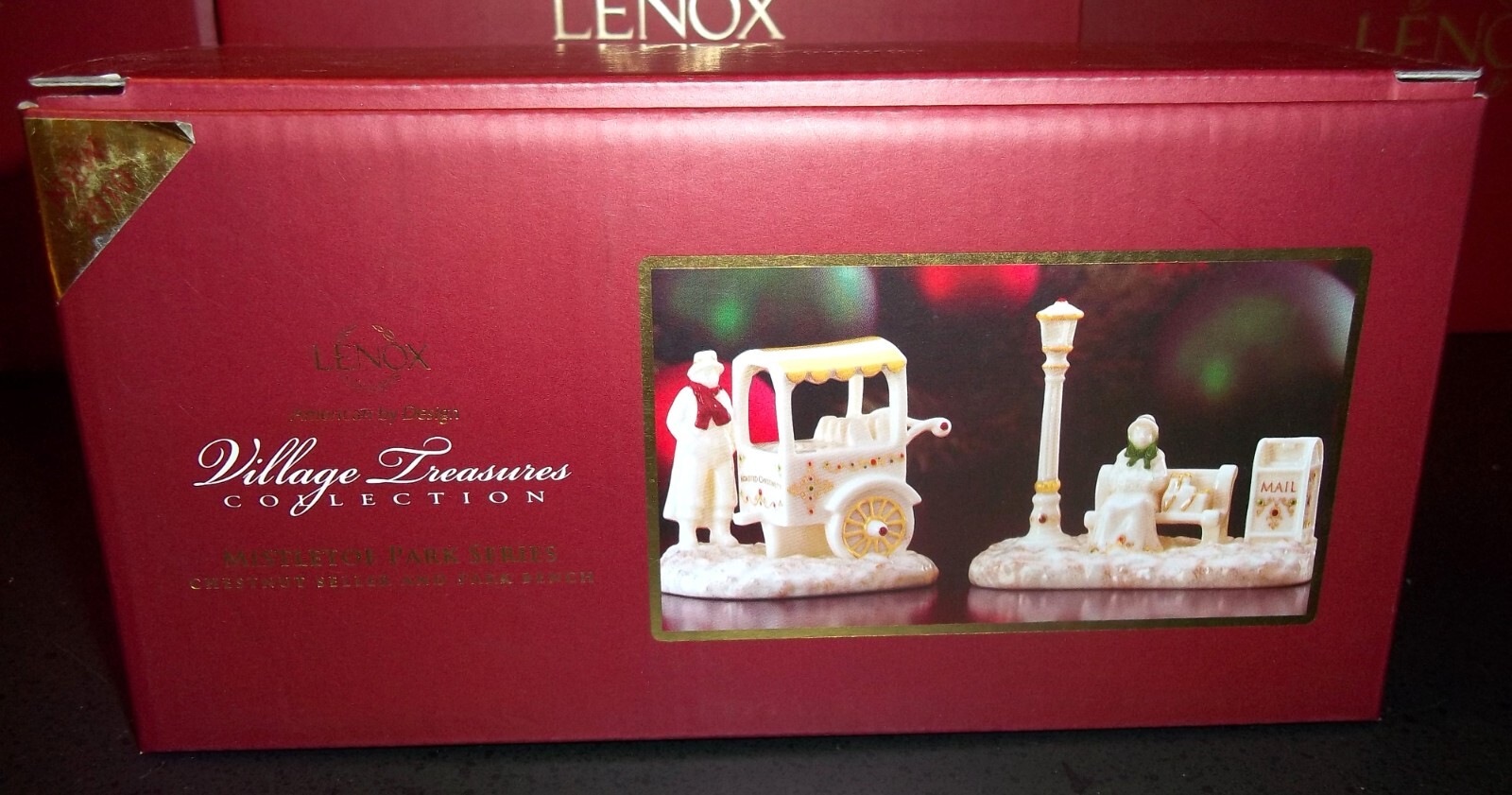 Lenox Mistletoe Park Chestnut Seller And Park Bench Rare NIB Lenox Mistletoe Park Chestnut Seller And Park Bench Rare NIB
