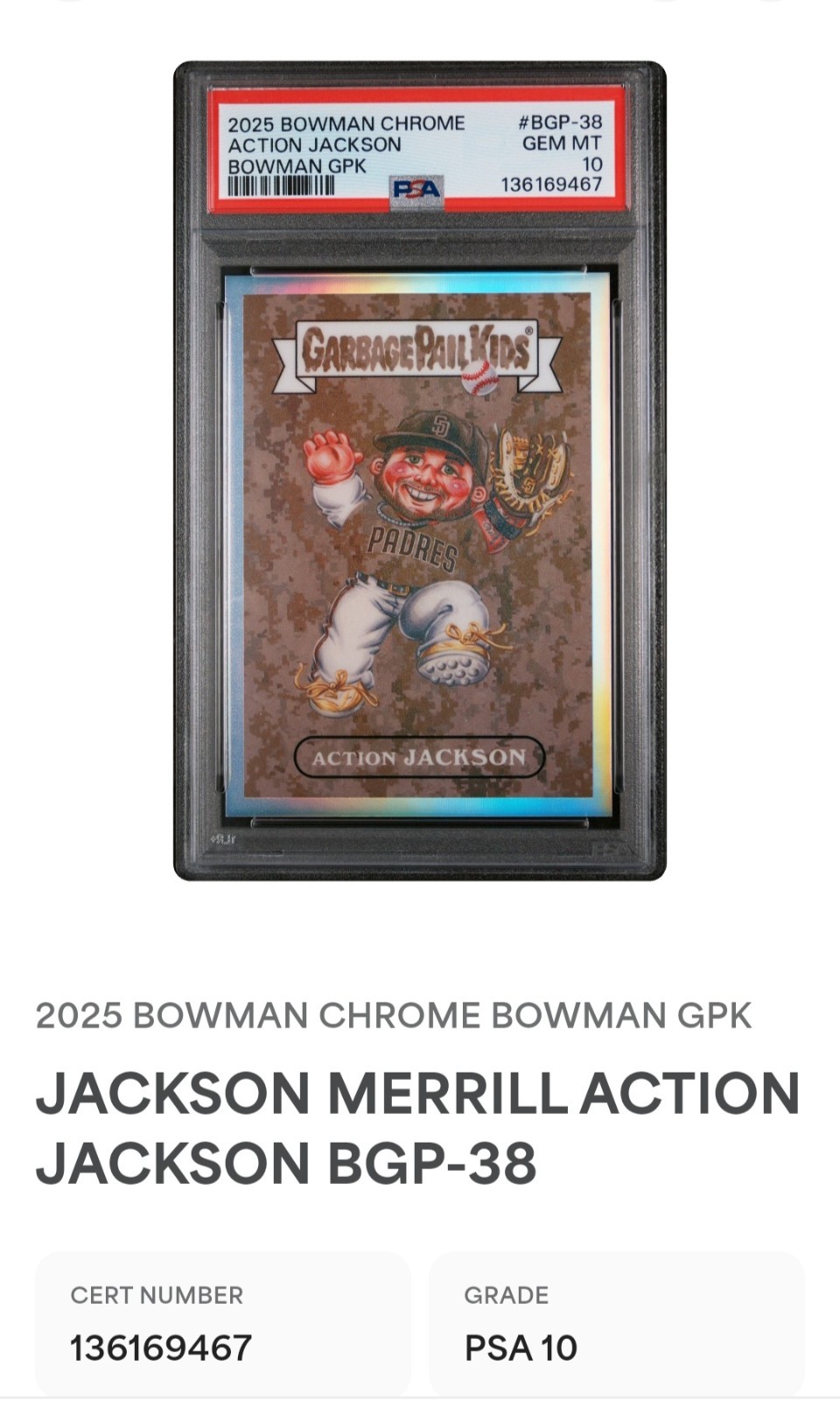 Garbage Pail Kids Action Jackson, BGP - 38 Jackson Merrill Garbage Pail Kids Action Jackson, BGP - 38 Jackson Merrill