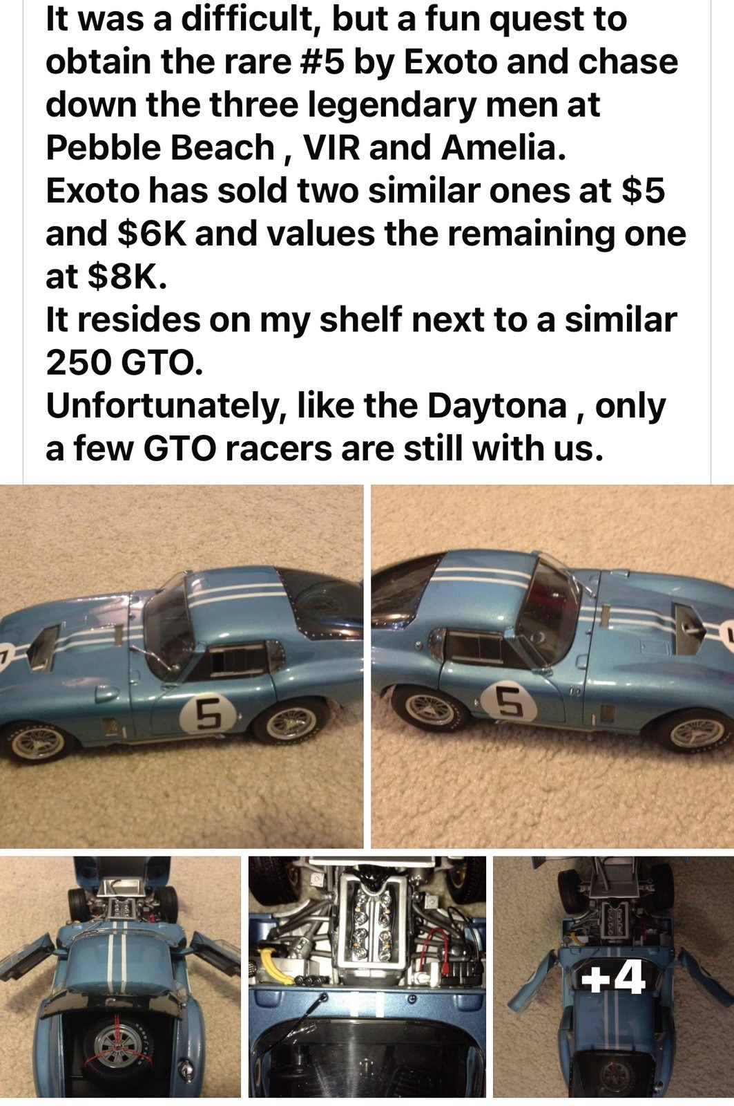 1:18 Scale Shelby Cobra Daytona Coupe #5 Exoto Racing Legends & Original Box. 1:18 Scale Shelby Cobra Daytona Coupe #5 Exoto Racing Legends & Original Box.