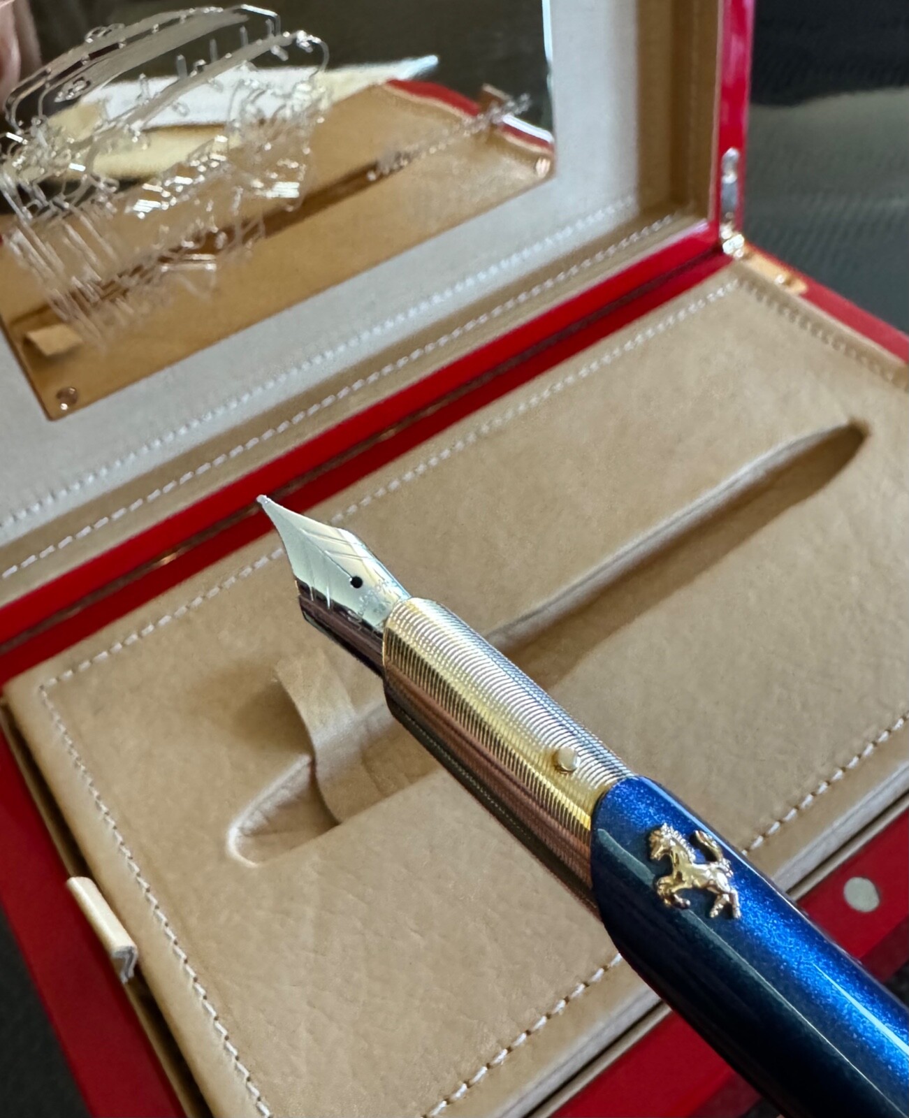 MONTEGRAPPA FERRARI FOUNTAIN PEN  SOLID 18K GOLD 50th Anniversary in USA RARE