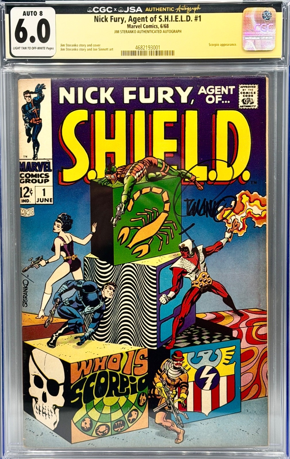 Nick Fury Agent of S.H.I.E.L.D. 1 CGC 6.0 Steranko Signed JSA Verified Nick Fury Agent of S.H.I.E.L.D. 1 CGC 6.0 Steranko Signed JSA Verified