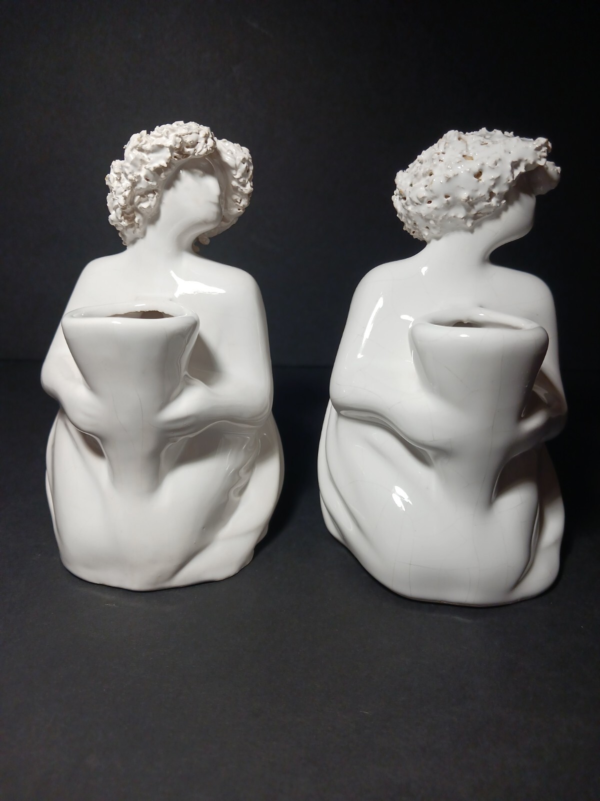 Rare Porcelain Art Sculpture Algarve Portugal Goddess (Set 2) Striking Features 