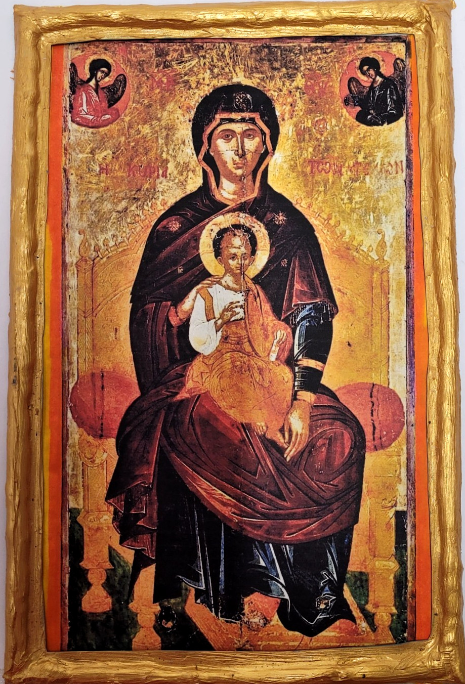 Madonna Jesus Virgin Mary Panagia Enthroned Greek Eastern Orthodox Icon Madonna Jesus Virgin Mary Panagia Enthroned Greek Eastern Orthodox Icon