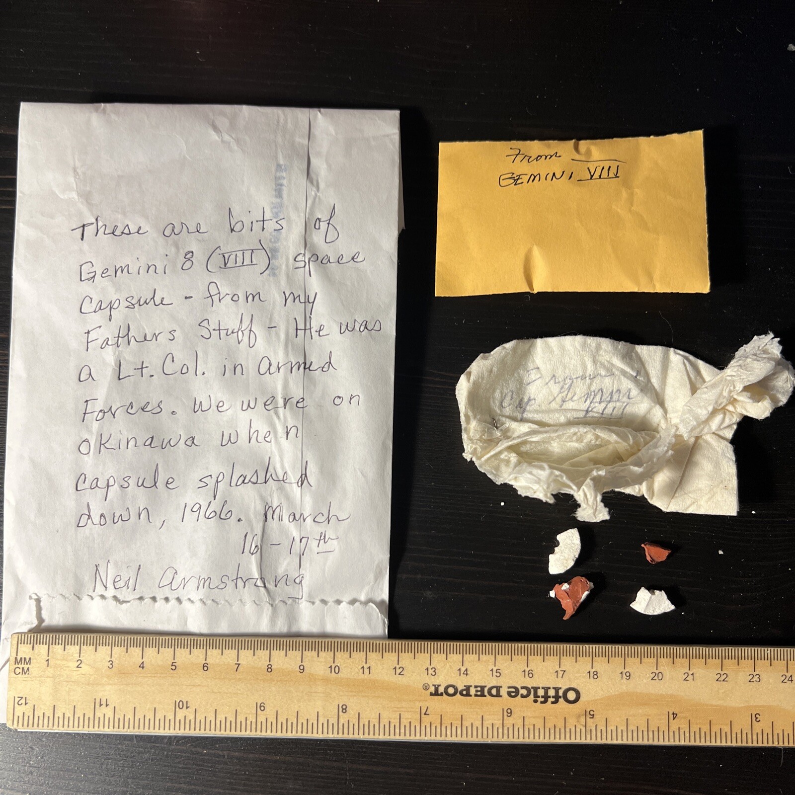 Pieces of GEMINI 8 Viii Space Capsule Debris NASA Memorabilia Armstrong Collect Pieces of GEMINI 8 Viii Space Capsule Debris NASA Memorabilia Armstrong Collect
