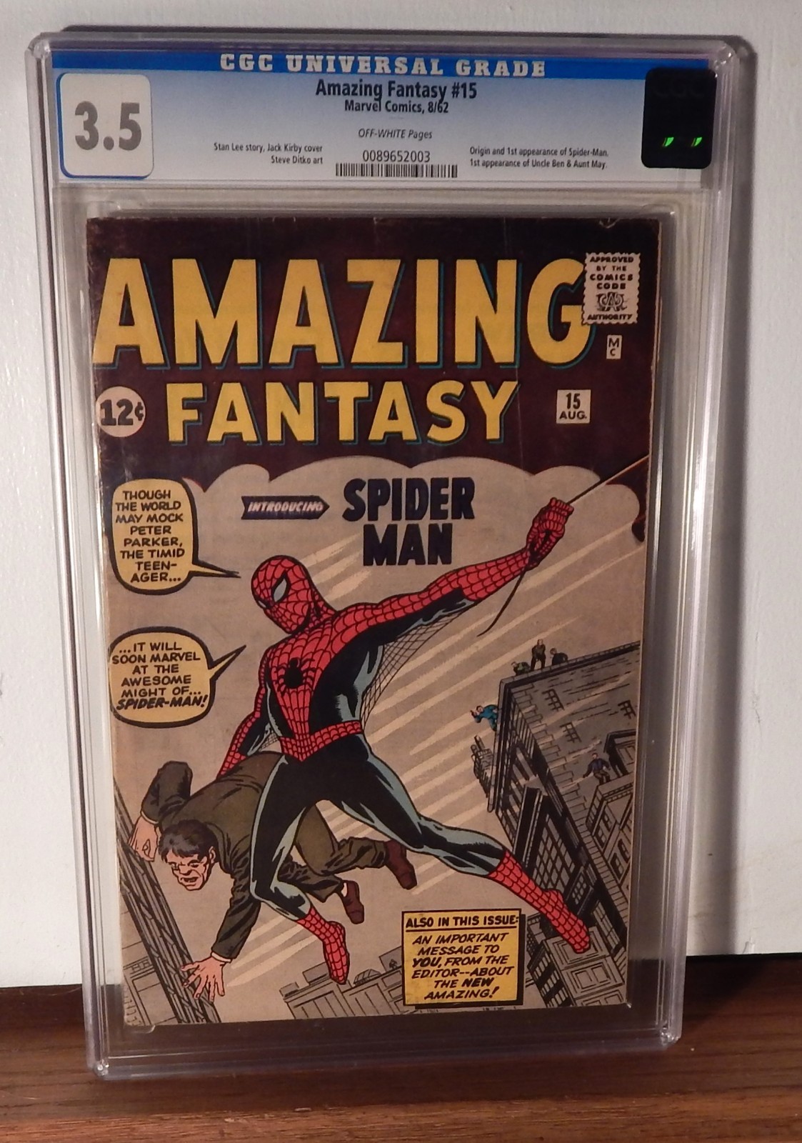AMAZING FANTASY # 15 CGC 3.5   (1st APPEARANCE & ORIGIN SPIDER-MAN) KEY MARVEL