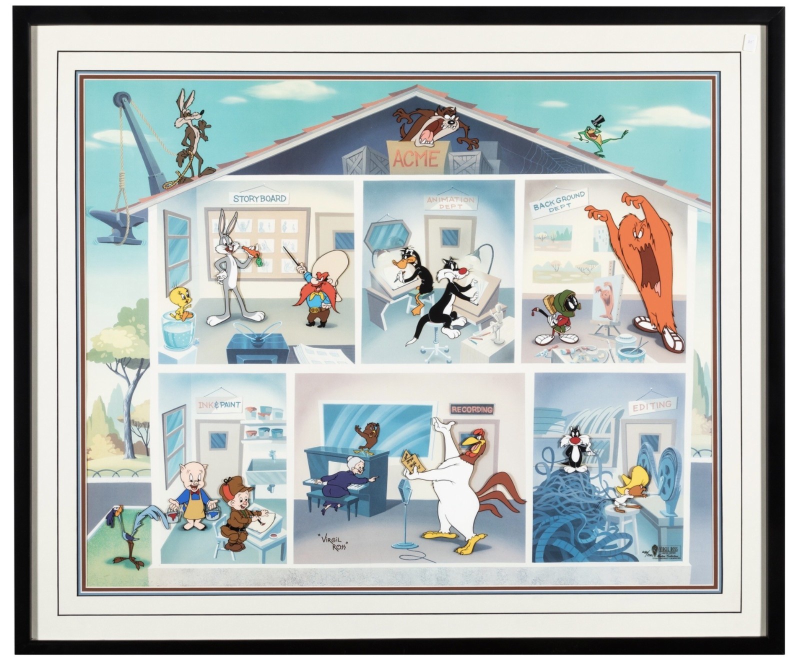 Master's Collection Looney Bin Ltd Ed Hand Signed Cel  Warner Brother 1995