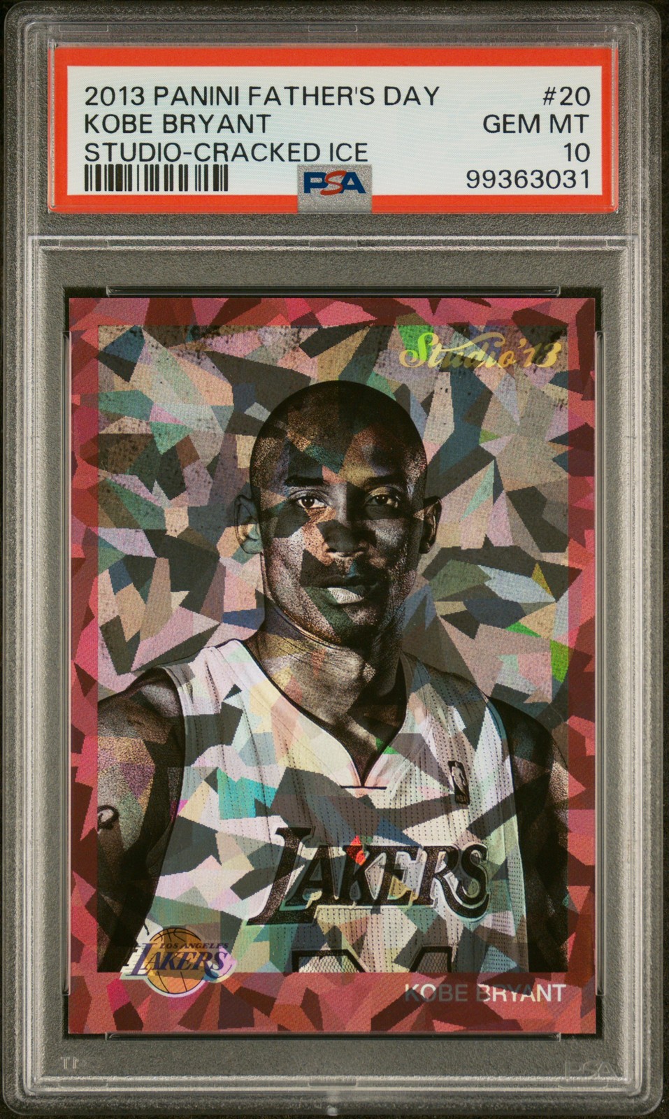 2013 PANINI FATHER'S DAY STUDIO CRACKED ICE #20 KOBE BRYANT PSA 10