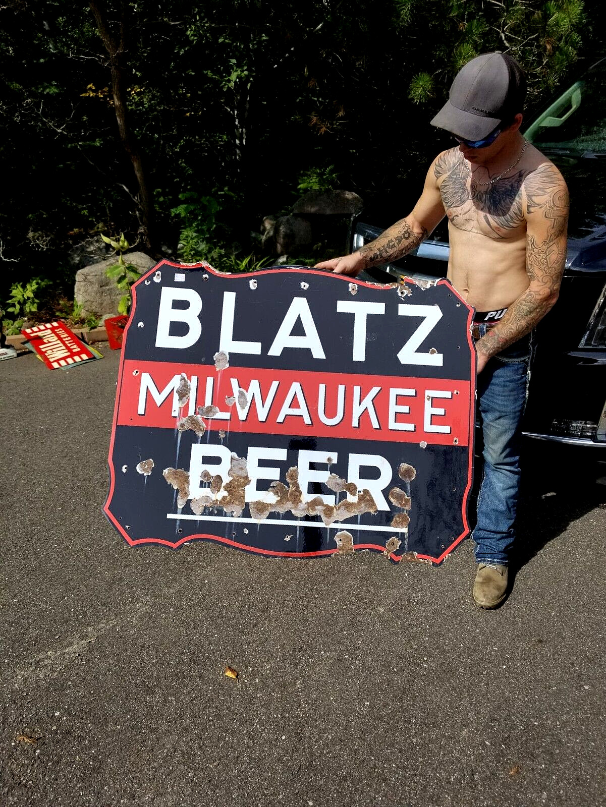 Vintage Large Early Blatz Beer Porcelain Sign 36x46 Vintage Large Early Blatz Beer Porcelain Sign 36x46