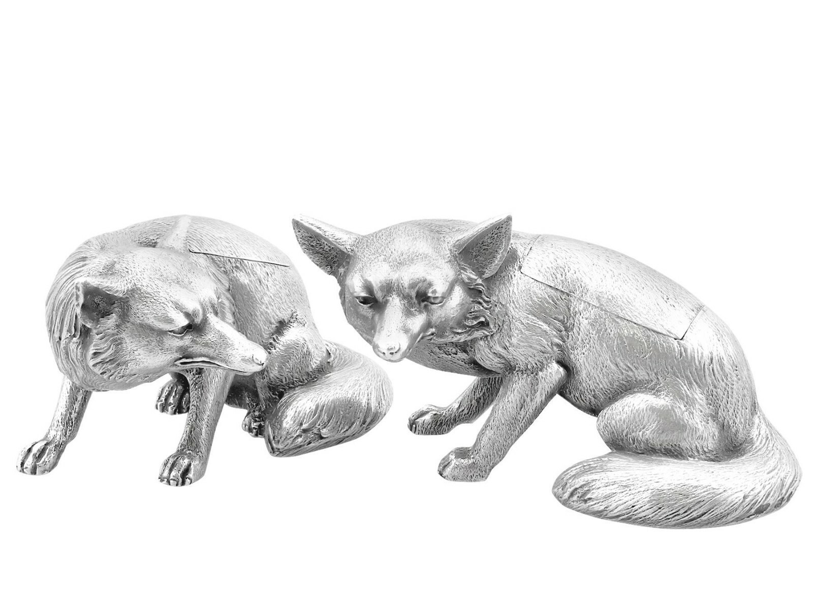 Antique George V Sterling Silver Fox Boxes 1926