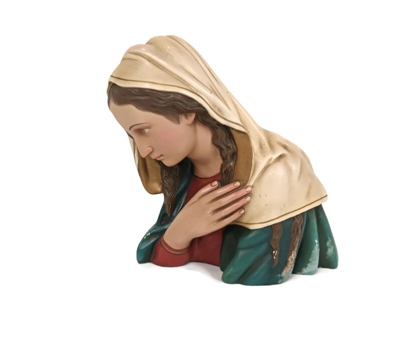 Virgin Mary Madonna Blessed Virgin Plaster Statue Bust Plaster Art Deco 1920s An