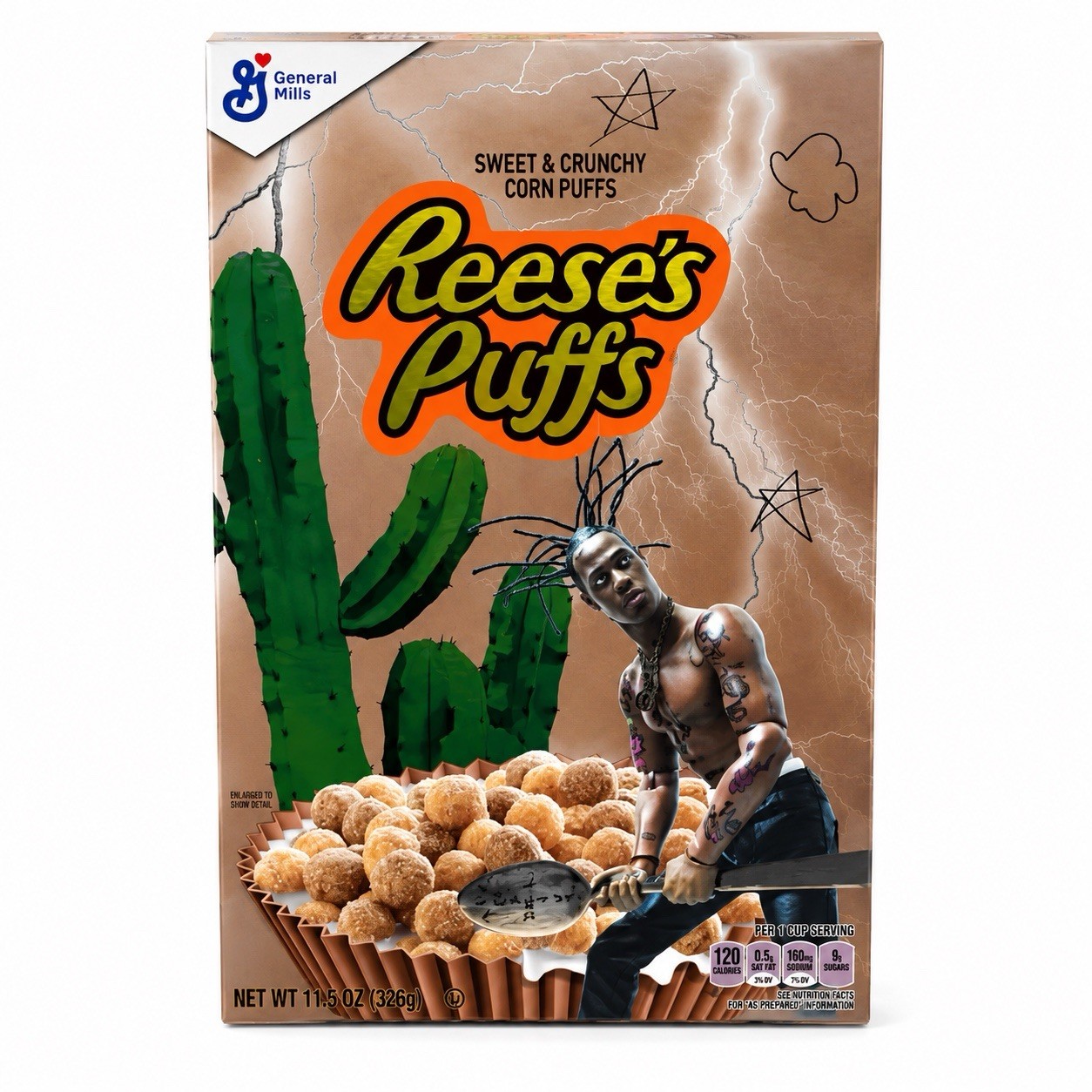 Travis Scott Reese’s Puffs Limited Edition Astroworld Cereal Box w/ Acrylic Case