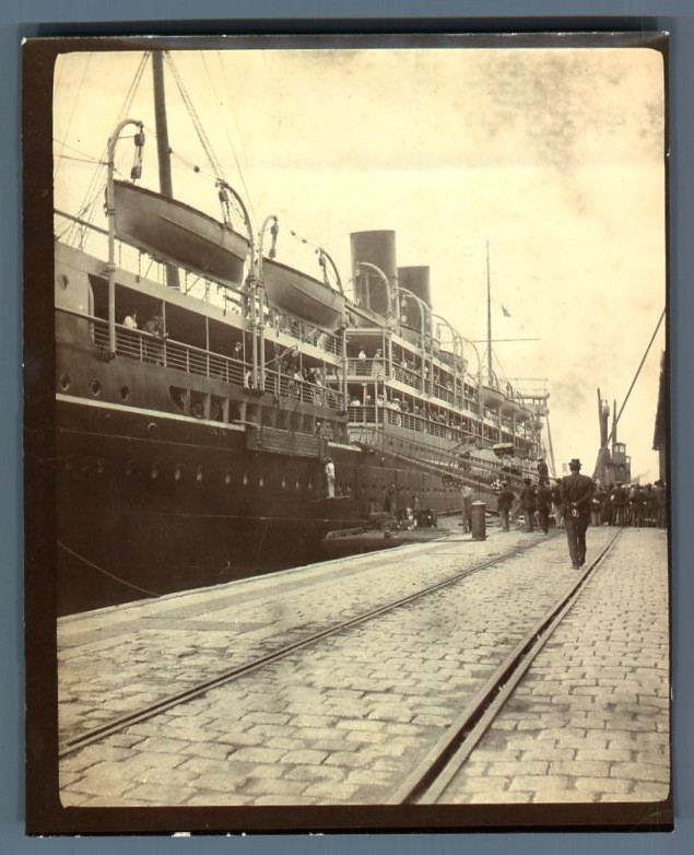 UK, Ship RMS Moldova, Tilbury Vintage citrate print. Photo series with the 