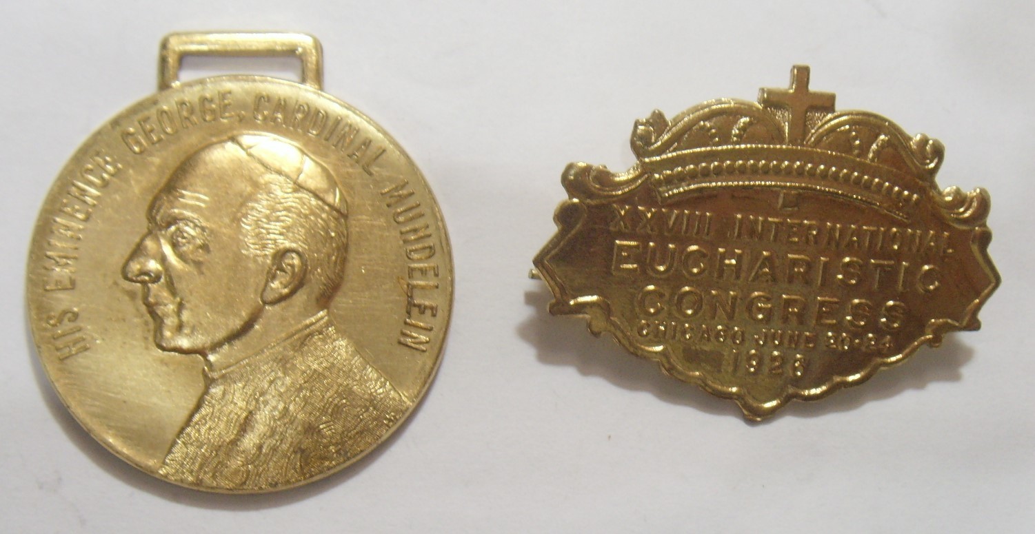 1926 Antiqu catholic Archbishop Chicago cardinal George Mundelein pendant EL1170