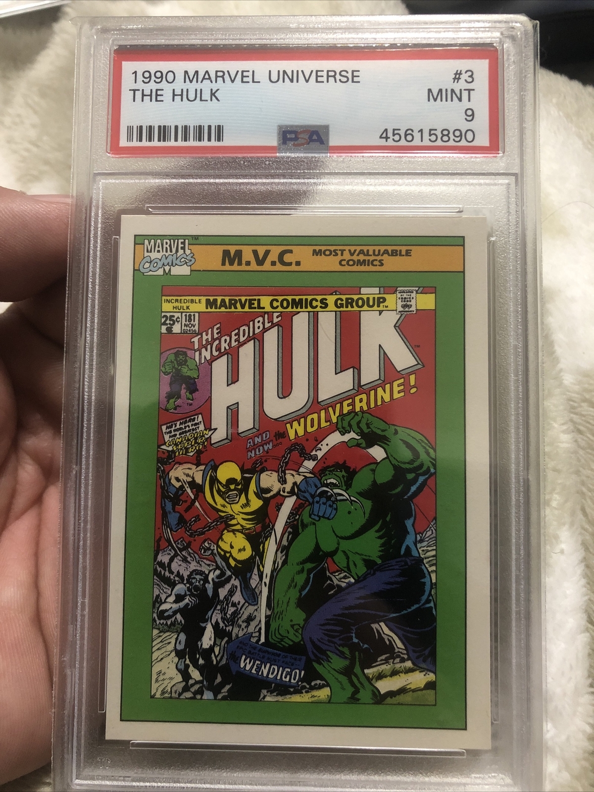 1990 MARVEL UNIVERSE INCREDIBLE HULK ERROR PSA 9 POP 1 RARE 1/1 WOLVERINE 181 1990 MARVEL UNIVERSE INCREDIBLE HULK ERROR PSA 9 POP 1 RARE 1/1 WOLVERINE 181