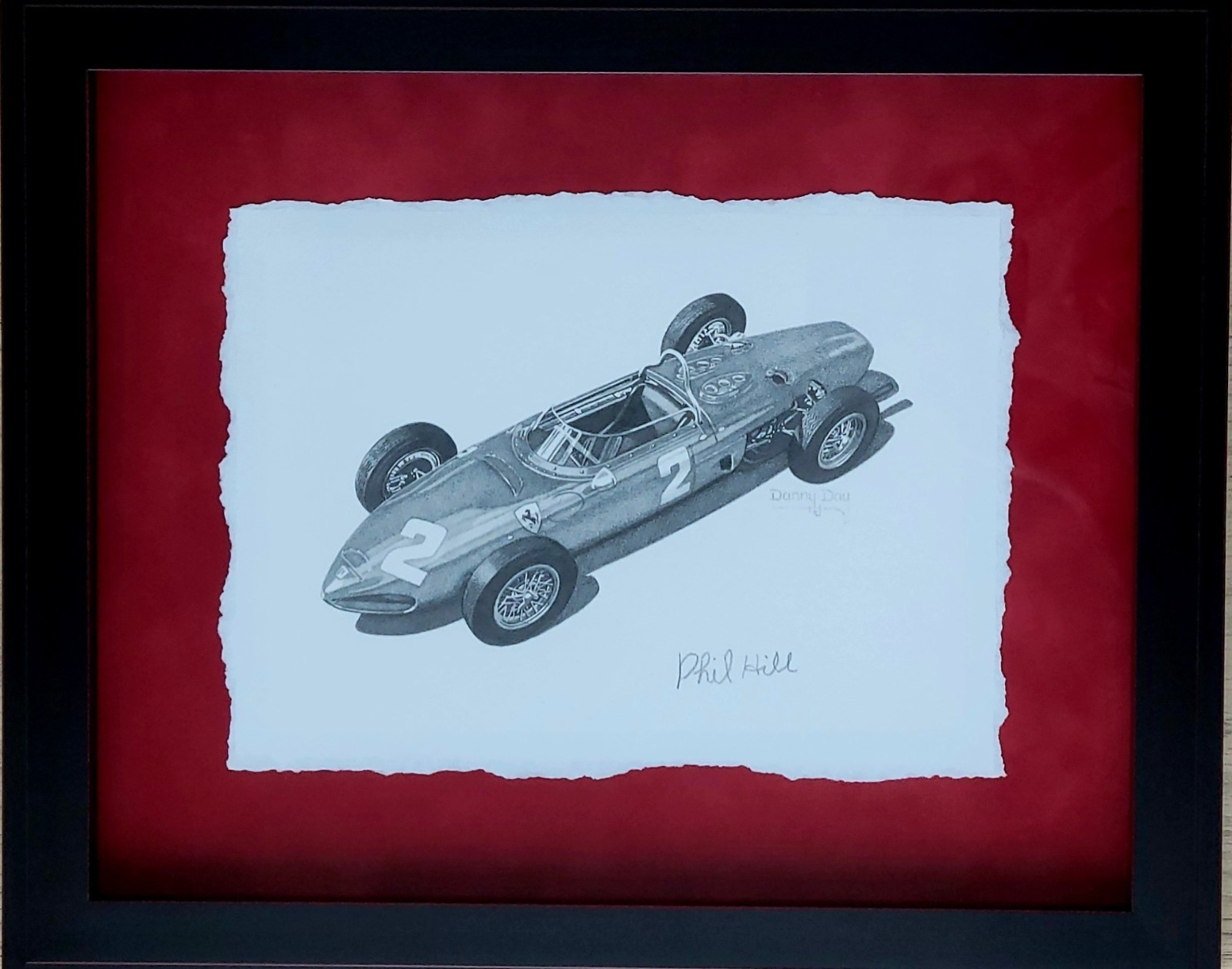Ferrari 156 “Sharknose” Original Pencil Drawing, Danny Day – Signed by Phil Hill Ferrari 156 “Sharknose” Original Pencil Drawing, Danny Day – Signed by Phil Hill