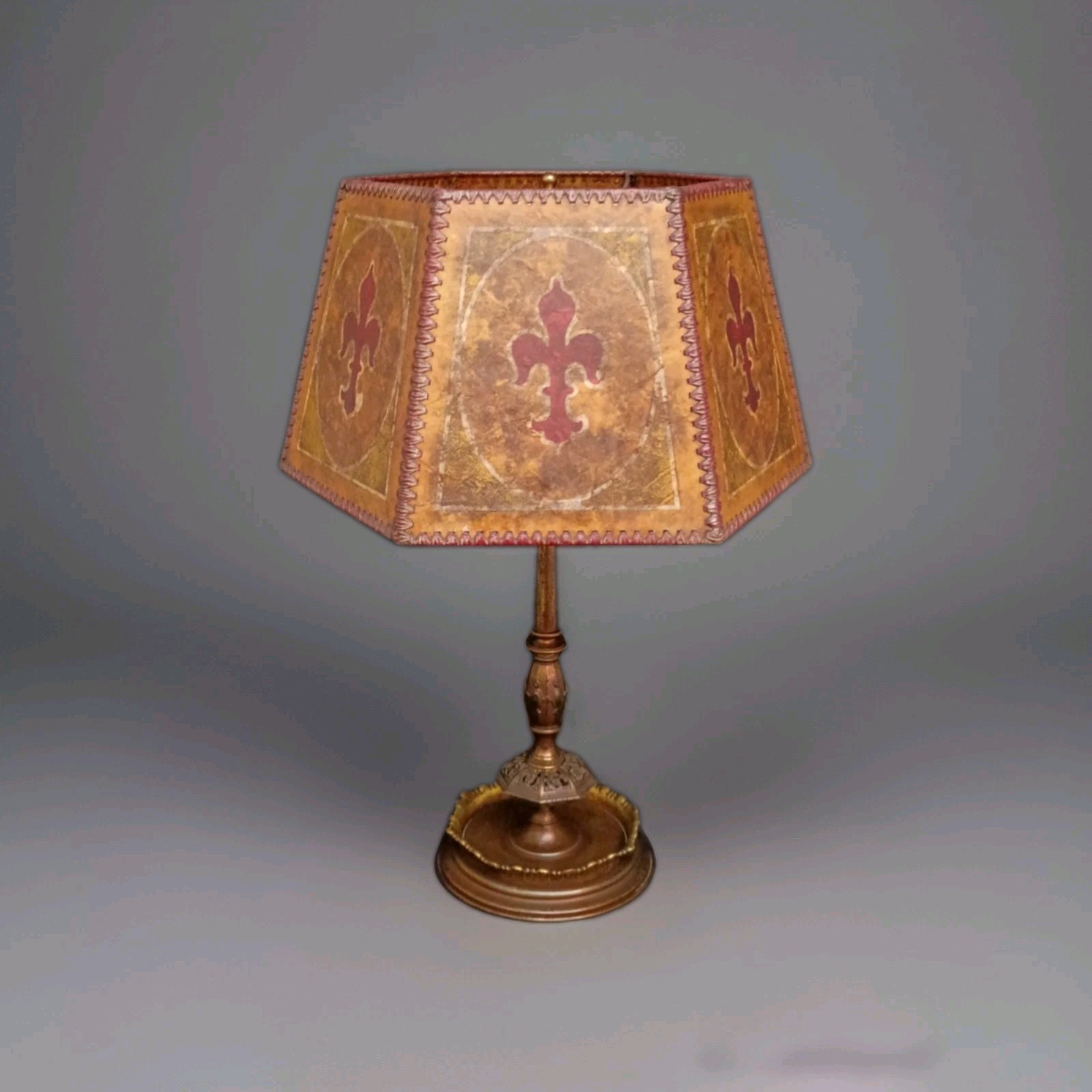 Incredible Arts Crafts French Fleur des Lis Mica Lamp Shade Bach era Art Deco Incredible Arts Crafts French Fleur des Lis Mica Lamp Shade Bach era Art Deco