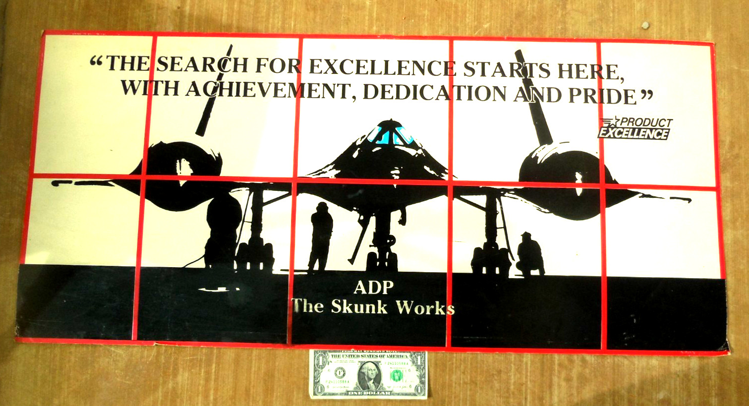Sign from Lockheed Skunk Works SR-71 Blackbird triple sonic spy plane ca. 1970's Sign from Lockheed Skunk Works SR-71 Blackbird triple sonic spy plane ca. 1970's