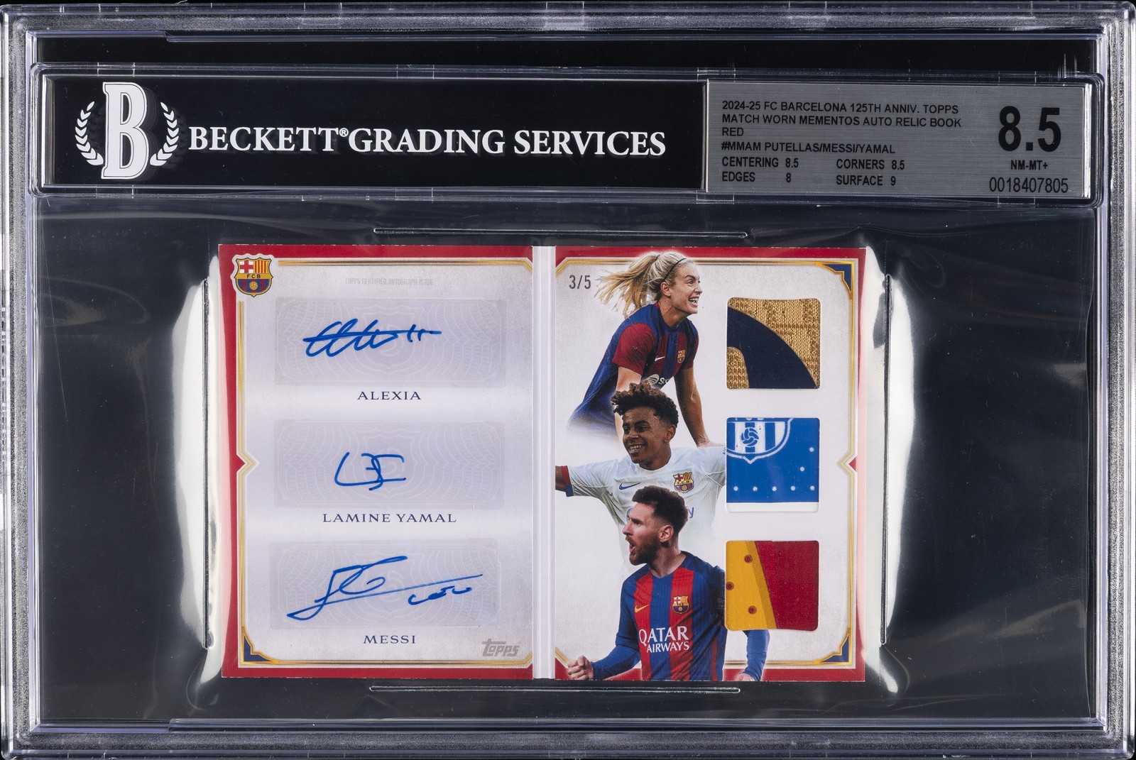 2024-25 FC BARCELONA 125TH ANNIV. TOPPS #MMAM PUTELLAS/MESSI/YAMAL BGS 8.5 2024-25 FC BARCELONA 125TH ANNIV. TOPPS #MMAM PUTELLAS/MESSI/YAMAL BGS 8.5