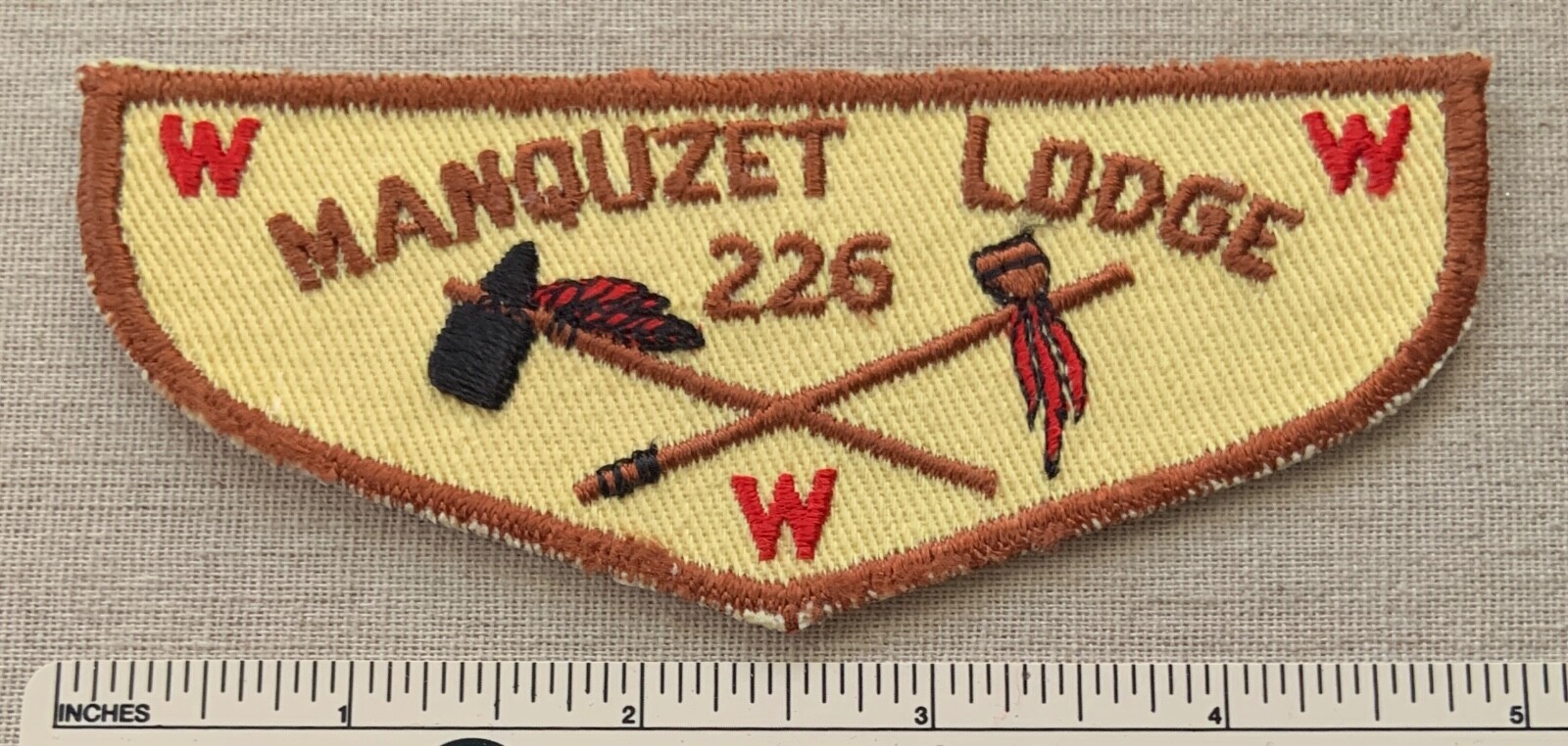 VTG OA MANQUZET LODGE 226 Order of the Arrow FLAP PATCH State Line Council WI VTG OA MANQUZET LODGE 226 Order of the Arrow FLAP PATCH State Line Council WI