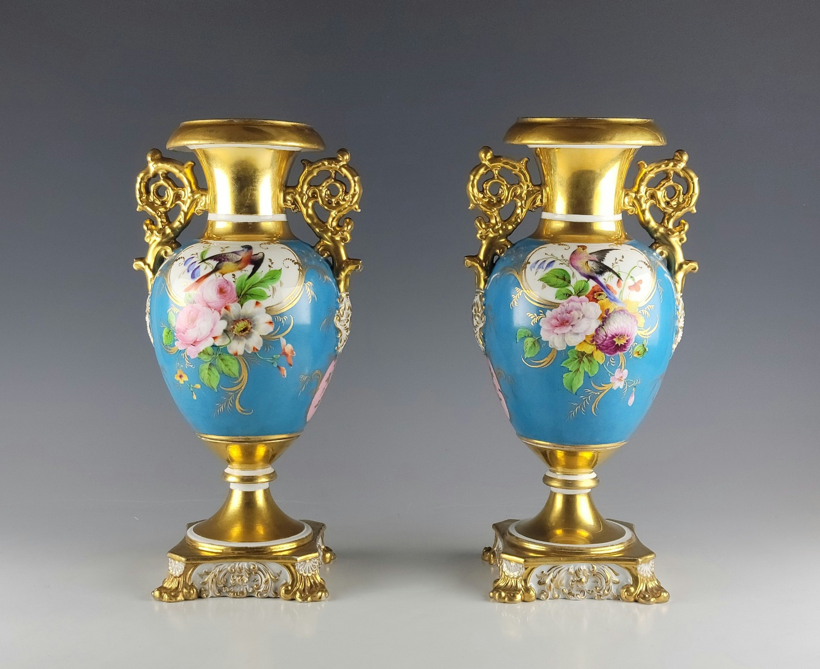 Stunning 19C Russian Porcelain Kornilov Br. Vases