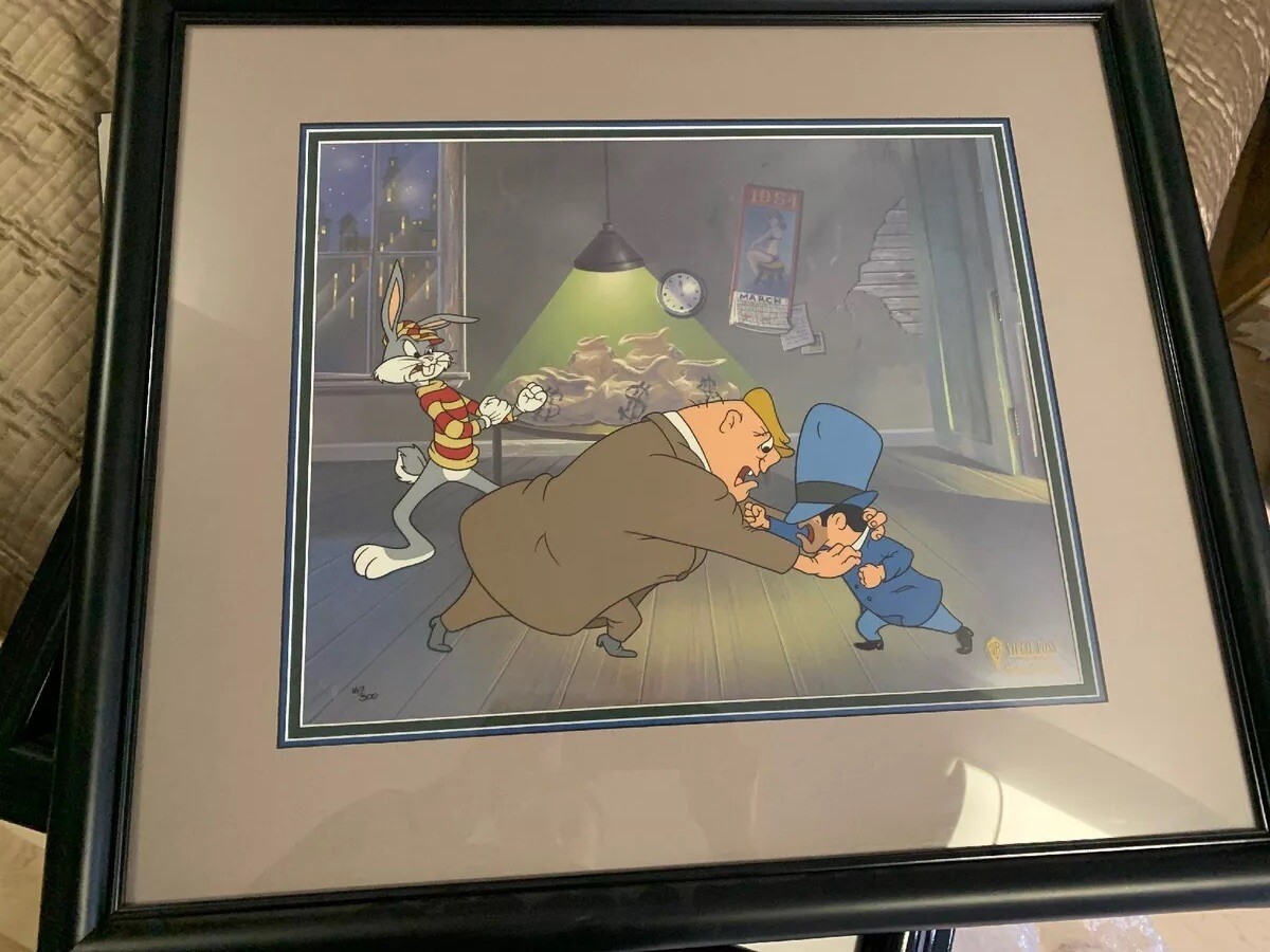 Bugs Bunny & signed Virgil Ross Bugs & Thugs And Signed Matching Drawing