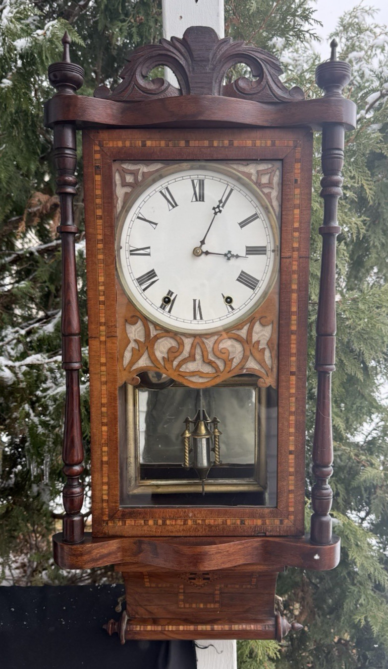 Antique C 1885 New Haven Anglo American Regulator Wall Clock - SERVICED - RARITY