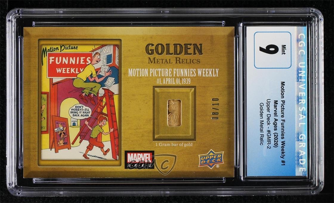 2020 Upper Deck Marvel Ages Golden Metal Relics 8/10 #GMR-2 CGC 9 Mint bj8 2020 Upper Deck Marvel Ages Golden Metal Relics 8/10 #GMR-2 CGC 9 Mint bj8