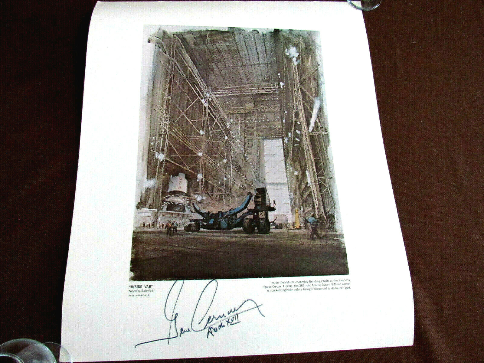 EUGENE GENE CERNAN APOLLO 17 NASA ASTRONAUT SIGNED AUTO VTG VAB 16x20 PRINT LTR EUGENE GENE CERNAN APOLLO 17 NASA ASTRONAUT SIGNED AUTO VTG VAB 16x20 PRINT LTR