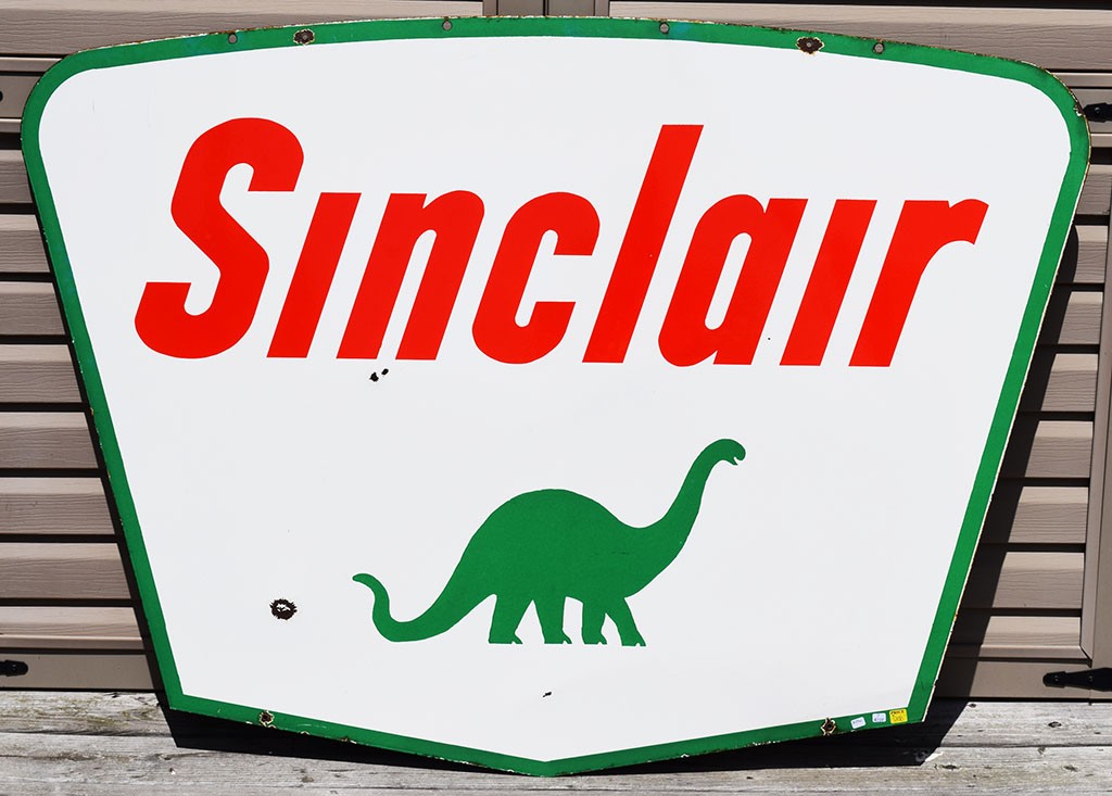 Large Sinclair Gas Double Sided Porcelain Sign Dino Logo Large Sinclair Gas Double Sided Porcelain Sign Dino Logo