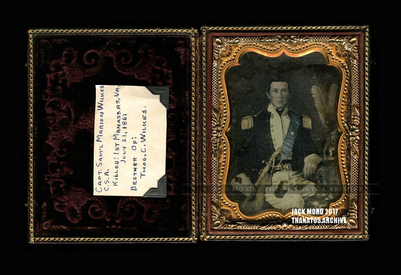 Rare 1/4 Daguerreotype Captain Samuel Wilkes Civil War Soldier KIA Bull Run CSA