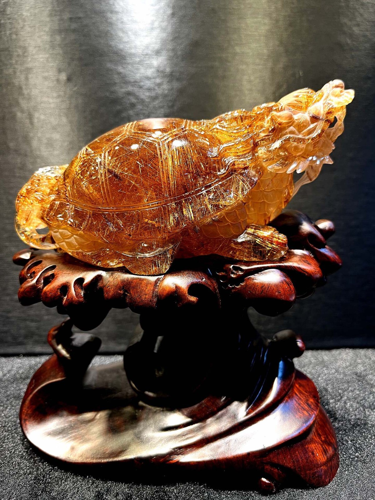 2.7LB Rare Natural Rutilated dragon turtle Quartz Mineral specimen Decor+base 2.7LB Rare Natural Rutilated dragon turtle Quartz Mineral specimen Decor+base