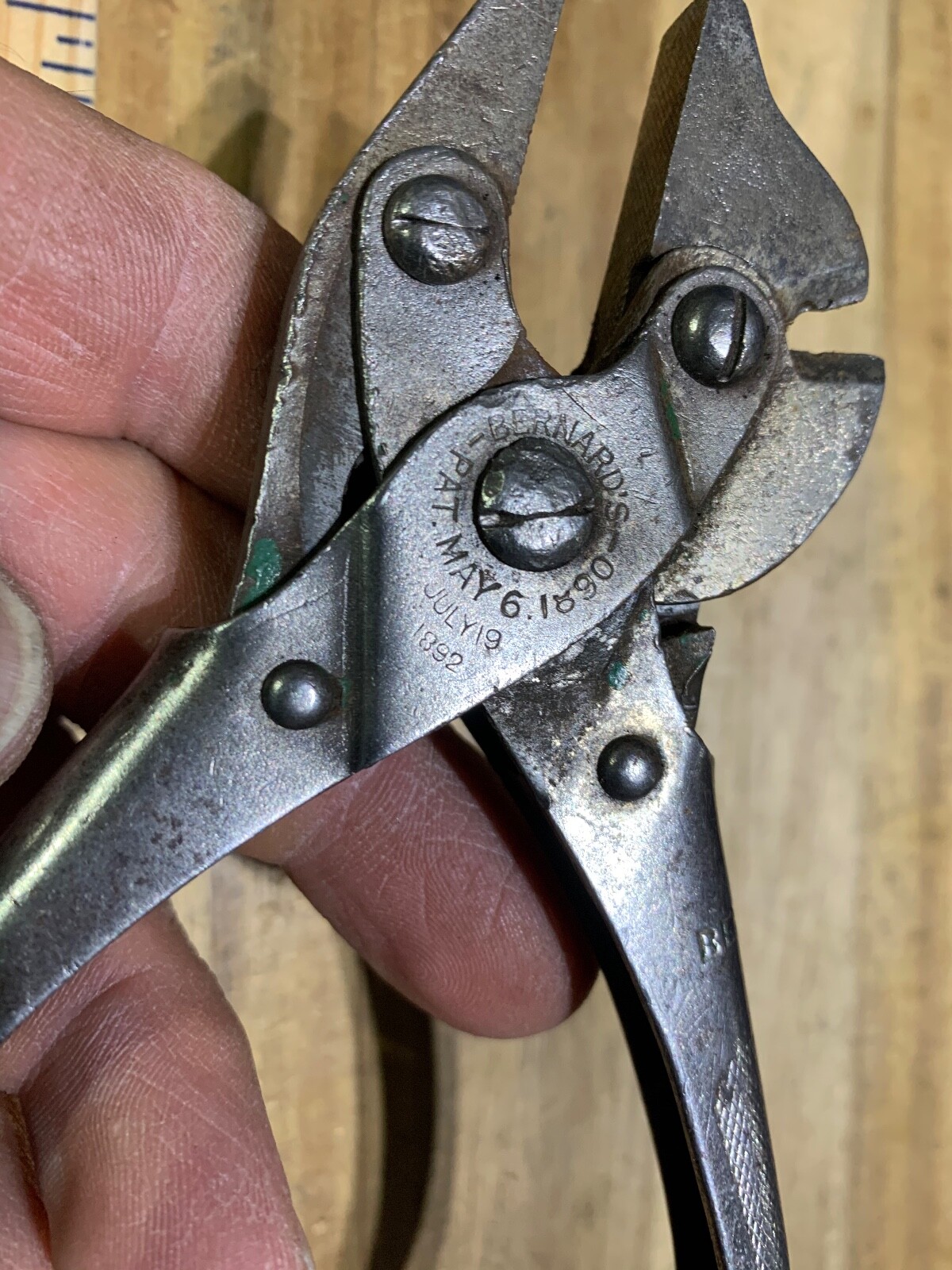 Antique Vintage Bernards Pliers first patent May 6, 1890 (22098)