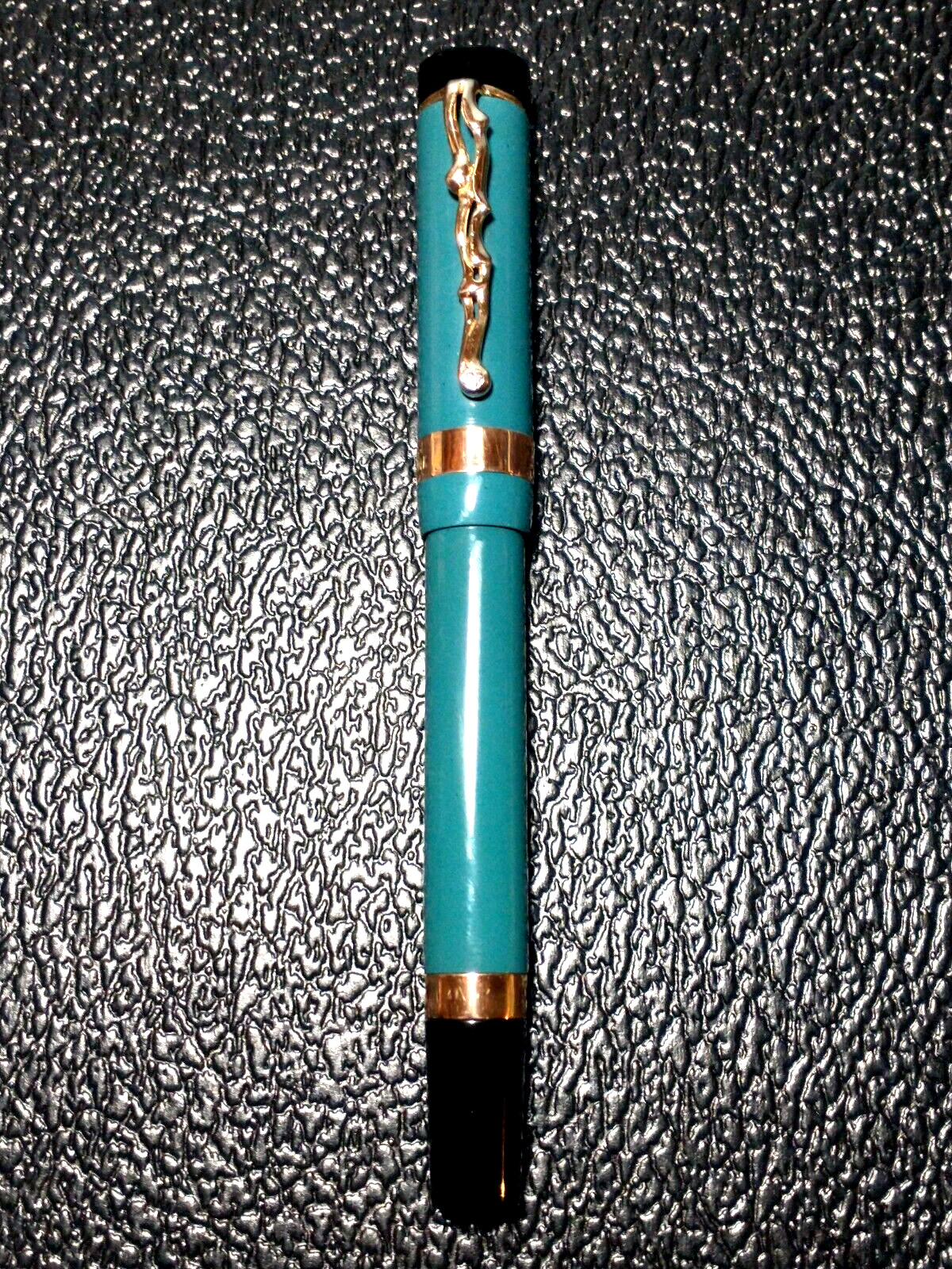 DUOFOLD BY M. FULTZ 14K TRIM WITH DIAMOND VINTAGE FOUNTAIN PEN 18K 750 STUB NIB