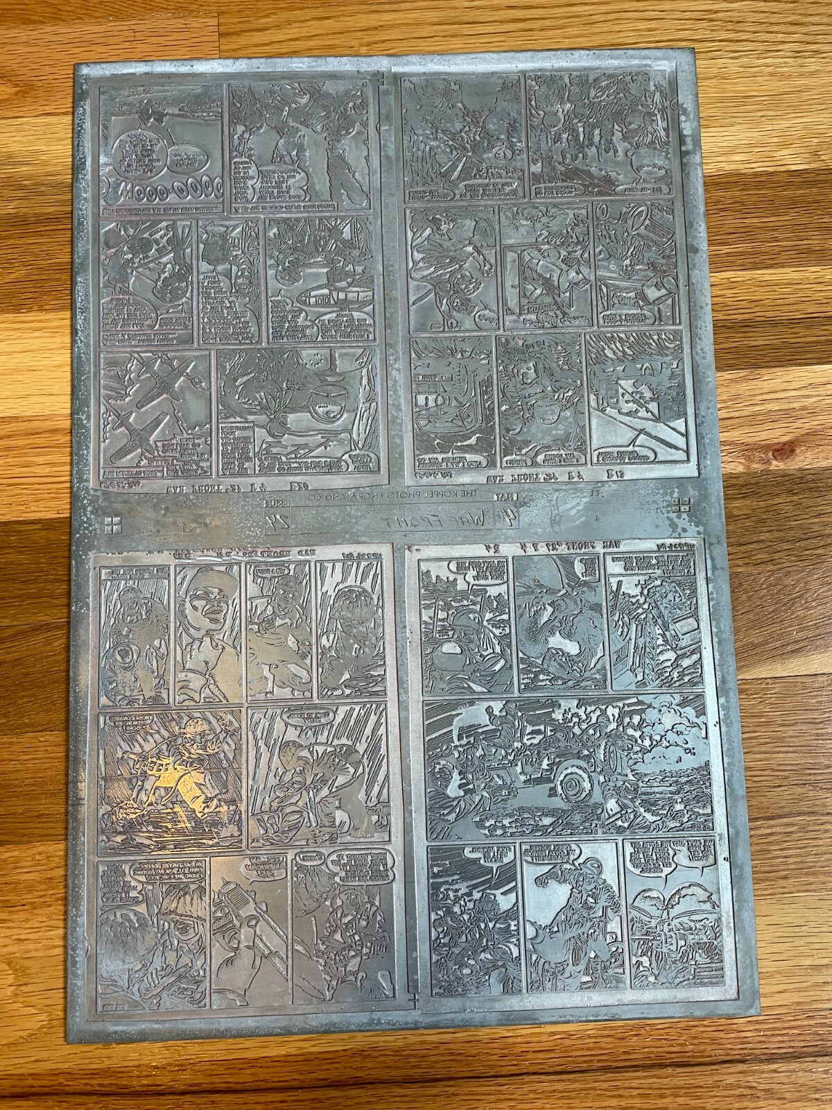WARFRONT #29 rare METAL COMIC ART PRINTING PLATE HUGE 1956 ELIAS JETS BATTLES